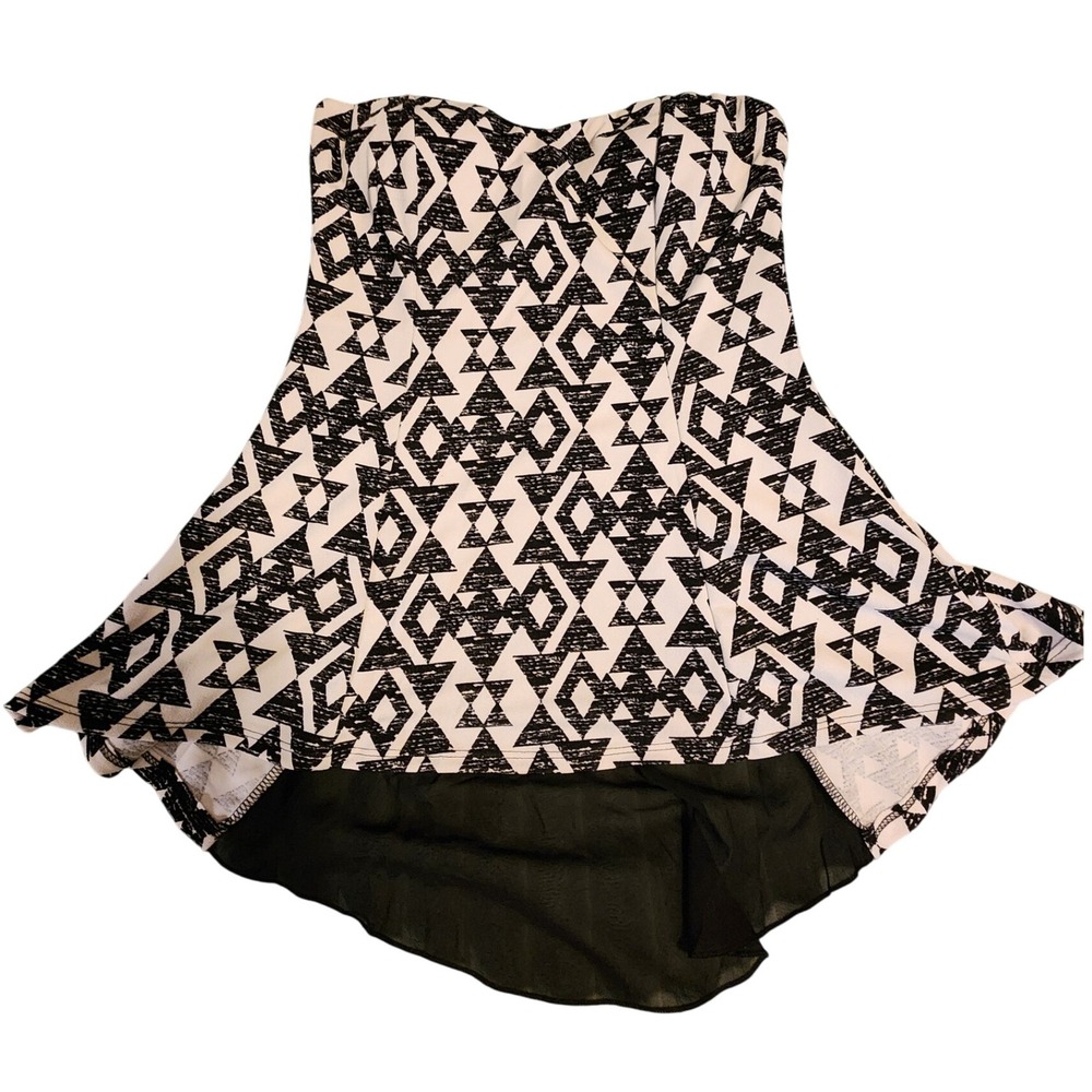 January 7 USA Strapless Top Aztec Print High Low Hem Party Club